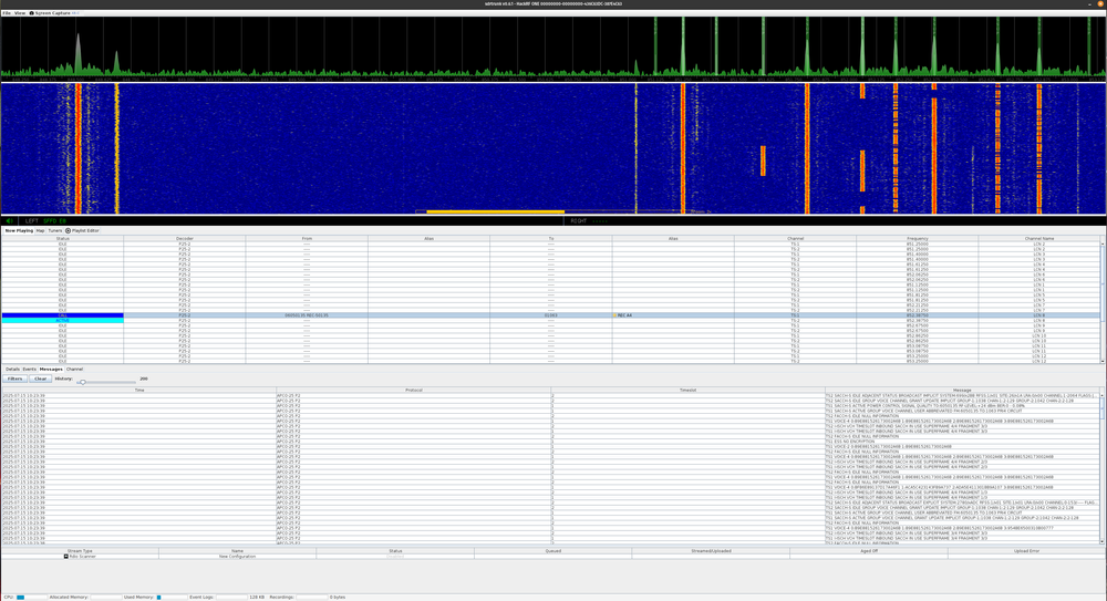 Screenshot of SDRTrunk showing successful implementation of a P25 scanner.